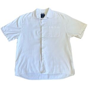 Trust Men’s White Linen Blend Short Sleeve Button Down Shirt‎ Size XL Travel